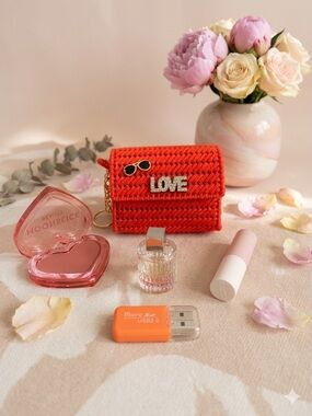 Red Crochet Keychain Pouch